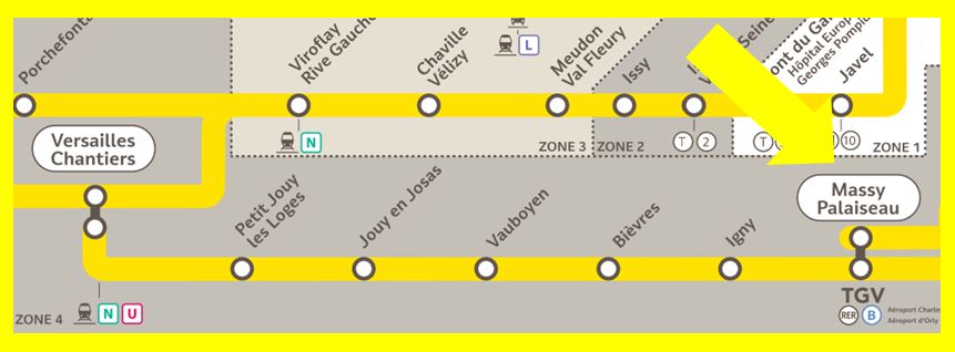 Plan RER C Massy - Palaiseau